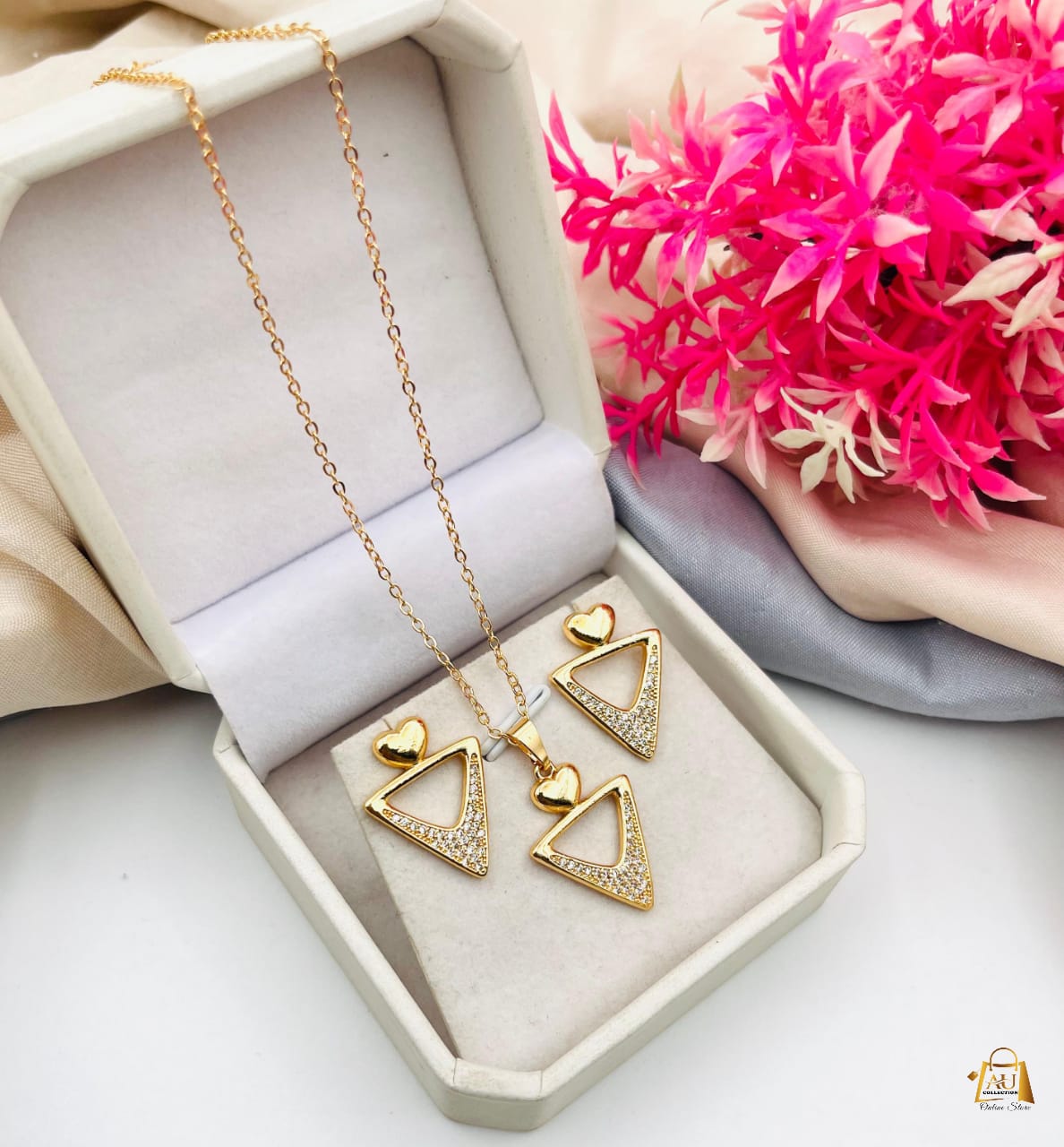 Gold Plated Zircon Locket Set ❤️ Best Quality 💯